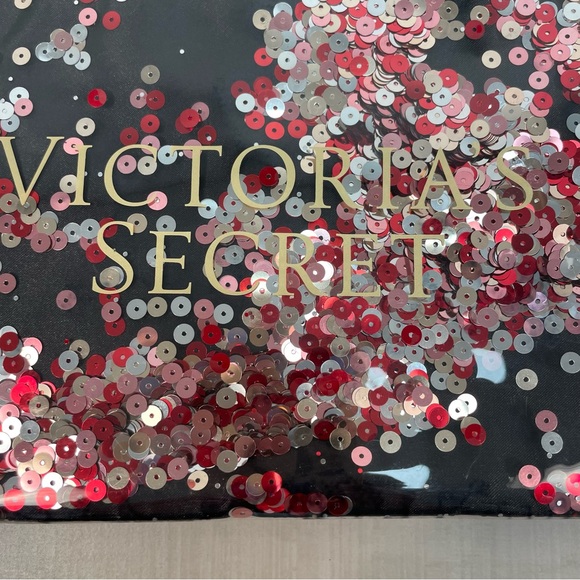 Victoria’s Secret NWOT Black Confetti Zipper Wristlet Cosmetic Bag - Picture 3 of 5